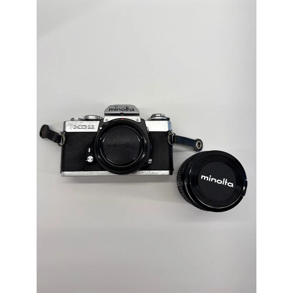 Minolta XD11 35mm SLR Film Camera Chrome with MD Rokkor-X 50mm 1.7 Lens and Box